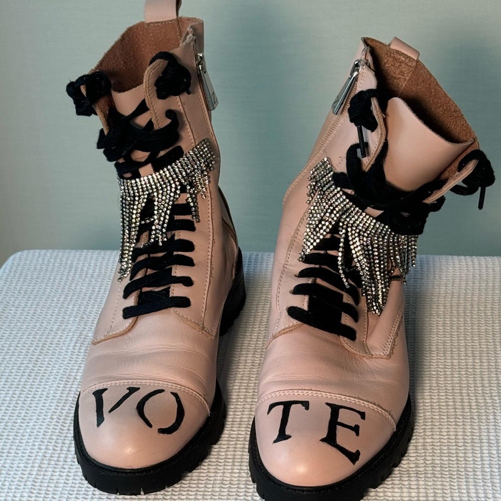 ZARA BLOGGERS FAV 100% LEATHER PINK ANKLE BOOTS Modified with decor and insoles